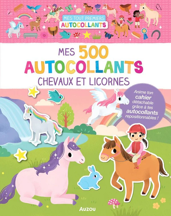 500 autocollants : Cheveaux et licornes