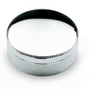 Boite metal argente ronde perles