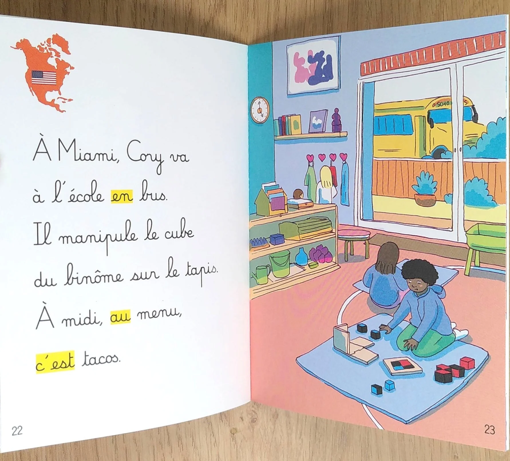 A l'école - Mes premières lectures Montessori - Lettres en lié (cursive) - N2 – Image 6