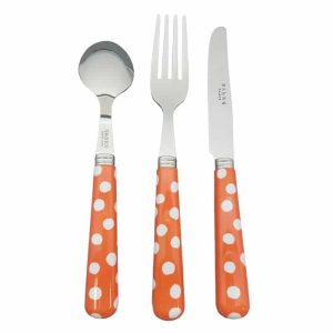 Couverts bébé Pois Orange 3 pièces