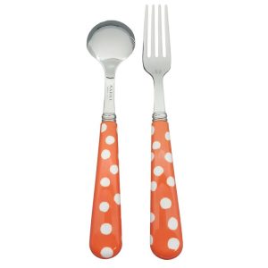 Couvert bébé Pois Orange 2 pièces