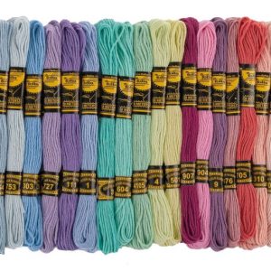 Set de fil à broder - 100% coton, 52 écheveaux de 26 couleurs pastels
