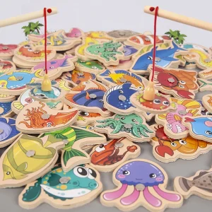 Jeu de pêche magnétique en bois