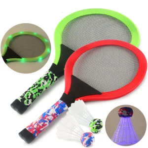 Kit de Badminton & Tennis Lumineux LED – Raquettes Enfants (Jeu de Nuit)
