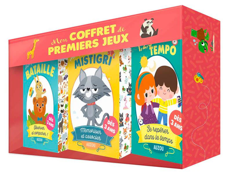 Coffret de premiers jeux dès 3 ans: bataille, 123 tempo et Mistigri