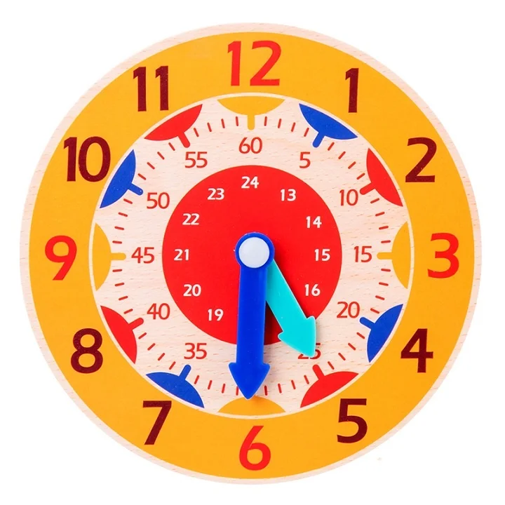 Horloge Montessori en bois – Apprendre à lire l’heure 12H/24H et les minutes – Image 8