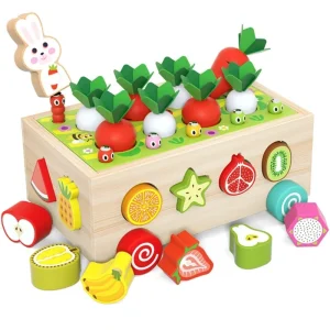 Jeu Montessori récolte – Jardiner, trier & manipuler fruits et légumes dès 1 an