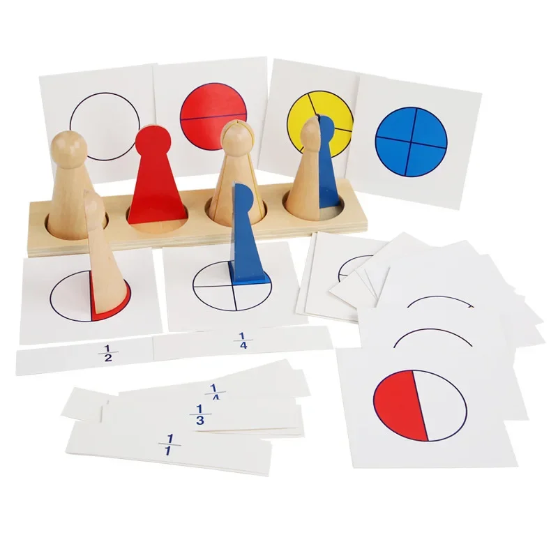Quilles Montessori d’apprentissage des fractions – Jeu éducatif en bois lumineux