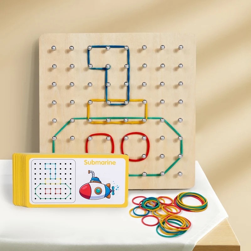 Planche à clous géométrique en bois Montessori – Jouet éducatif enfant – Image 3