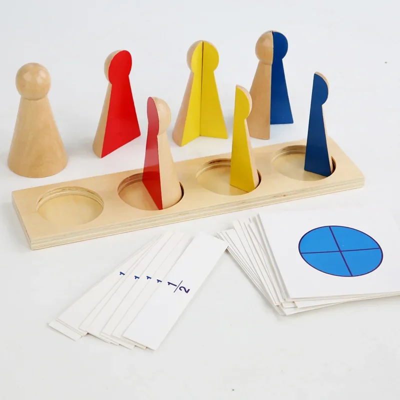 Quilles Montessori d’apprentissage des fractions – Jeu éducatif en bois lumineux – Image 2