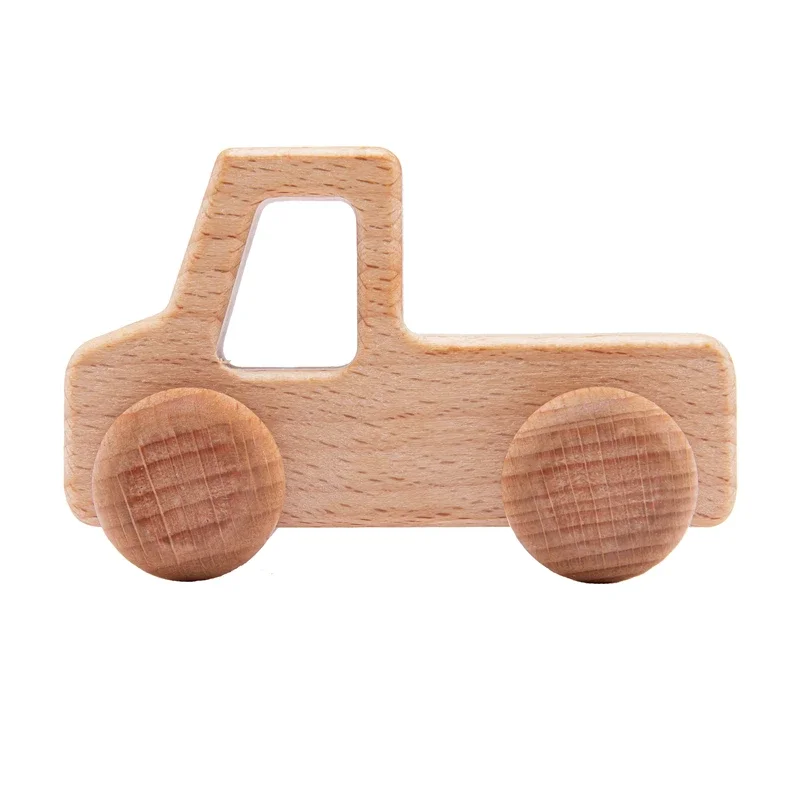 Voiture en Bois pour Bébé – Jouet Montessori en Hêtre Naturel – Image 3