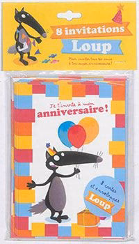 Cartes d'anniversaire: 8 invitations Loup