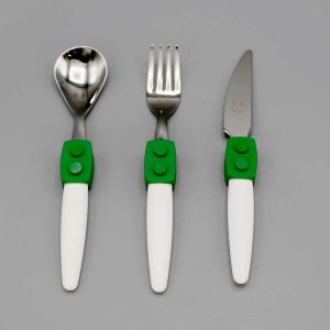 Couverts enfant inox Briques Vertes 3 pièces