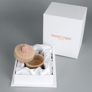 Boite à dents Petite Souris en bois tourné et faïence rose