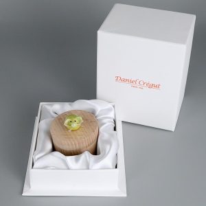 Boite à dents de lait Petite Souris en bois tourné et faïence verte