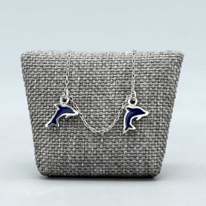 Bracelet enfant Argent massif avec 2 Dauphins cerclés d’argent