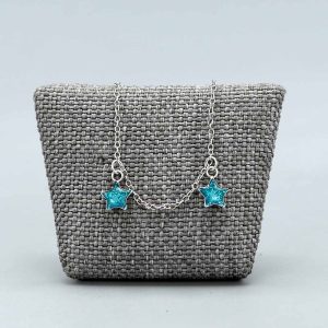 Bracelet enfant Argent massif avec 2 étoiles bleues en zircon