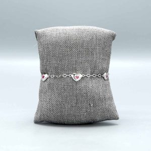 Bracelet enfant Argent massif avec Coeurs Roses