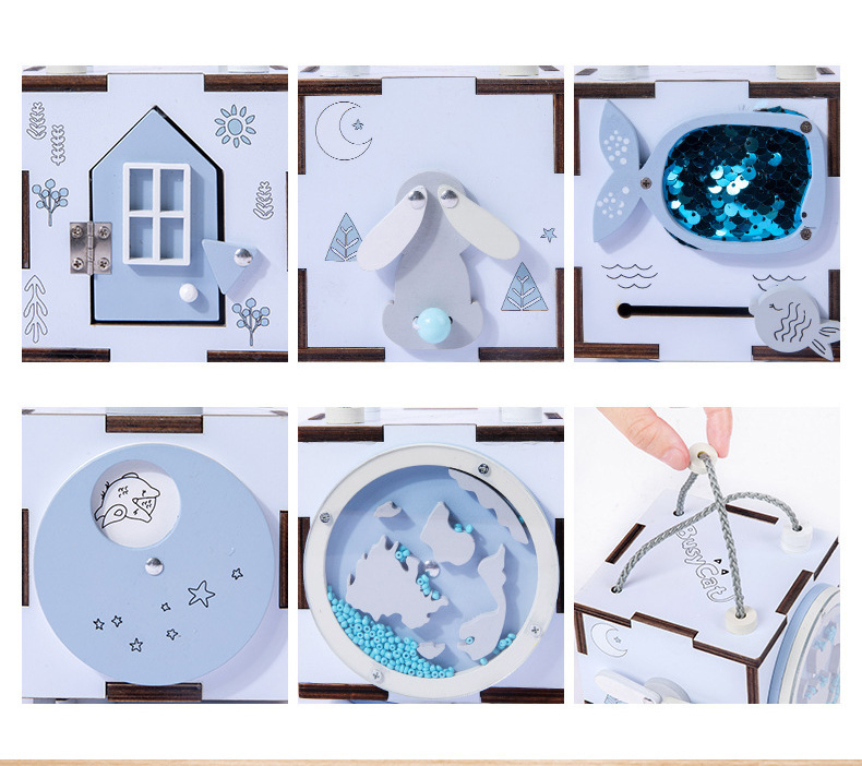 Busy Cube Multifonctions Montessori – Bleu – Image 4