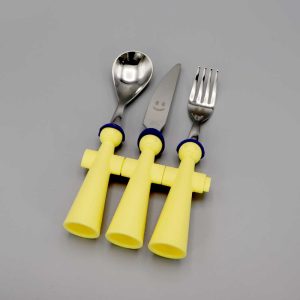 Couverts bébé inox Bonhomme Jaune 3 pièces