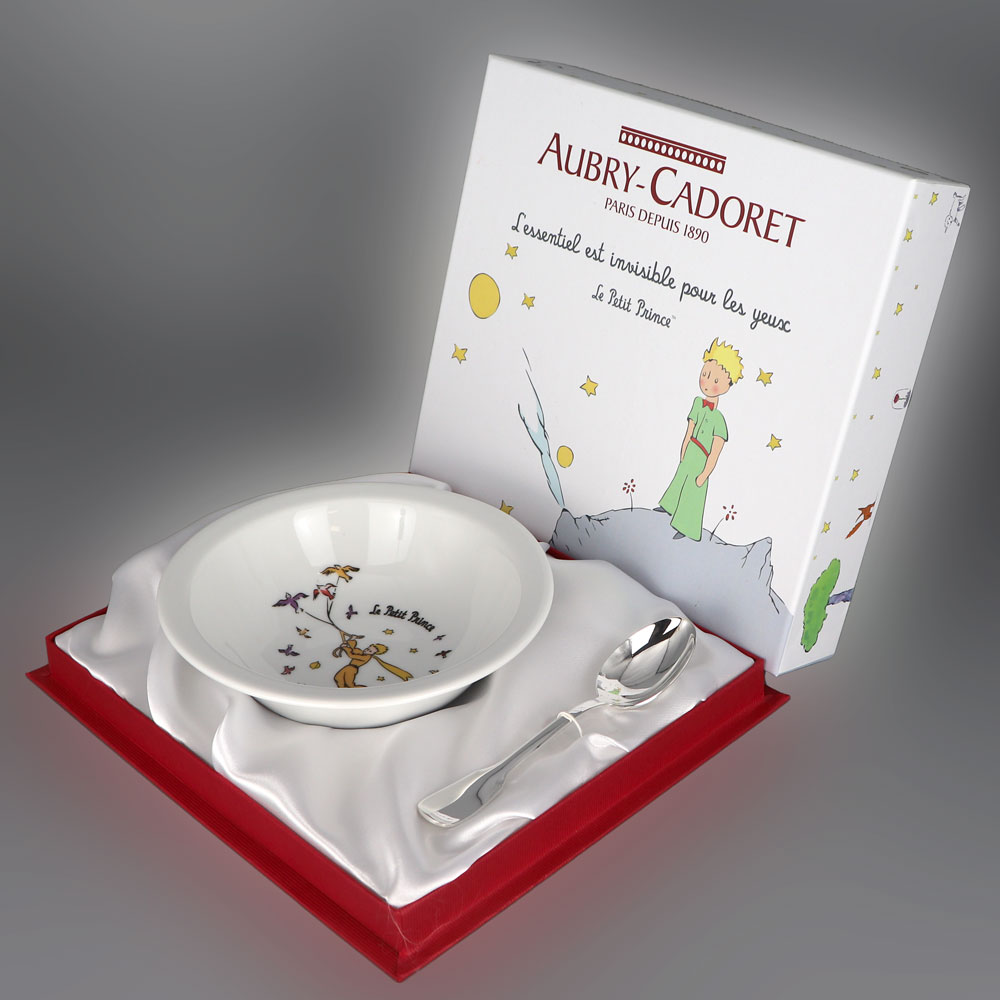 Coffret de naissance assiette et cuillère Le Petit Prince inox