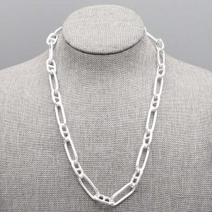 Collier argent massif Mailles marines Mailles ovales