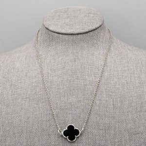 Collier argent massif 1 fleur Onyx