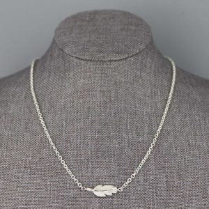 Collier argent massif Plume