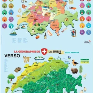 Carte de La Suisse - Administrative et physique -   6-7h