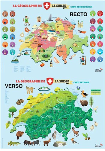 Carte de La Suisse - Administrative et physique - 6-7h