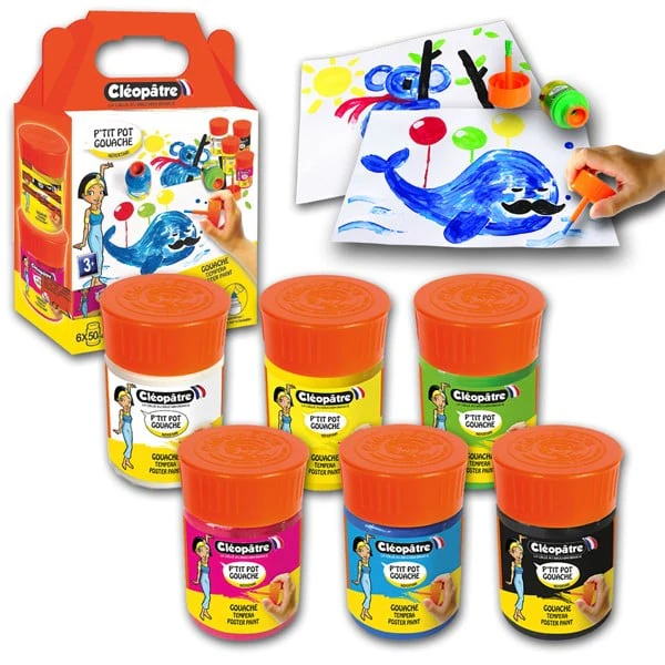 6 pots de peinture gouache Néfertari 50ml