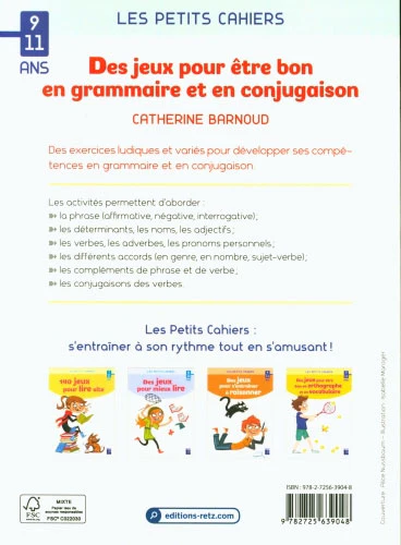 Cahier de jeux : des jeux pour ĂȘtre bon en grammaire et conjugaison - 9-11 ans - 6-8eme harmos â Image 2