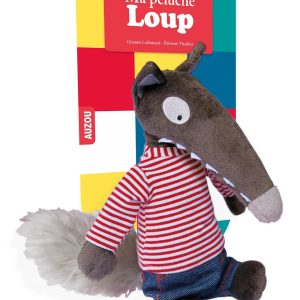 Ma peluche loup habillée - marinière et jean