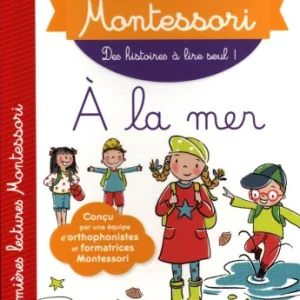 A la mer - Mes premières lectures Montessori - Lettres en lié (cursive) - N2