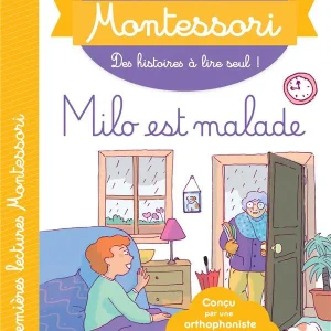 Milo est malade - Mes premières lectures Montessori - Lettres en lié (cursive) - N1