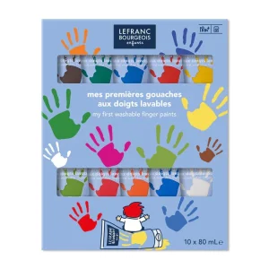 Gouache à doigts ou pinceau ou éponge - Coffret de 10 tubes - Dès 18 mois