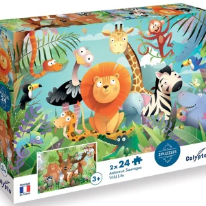 2 Puzzles Animaux sauvages - Enfant dès 3 ans - 24 pièces